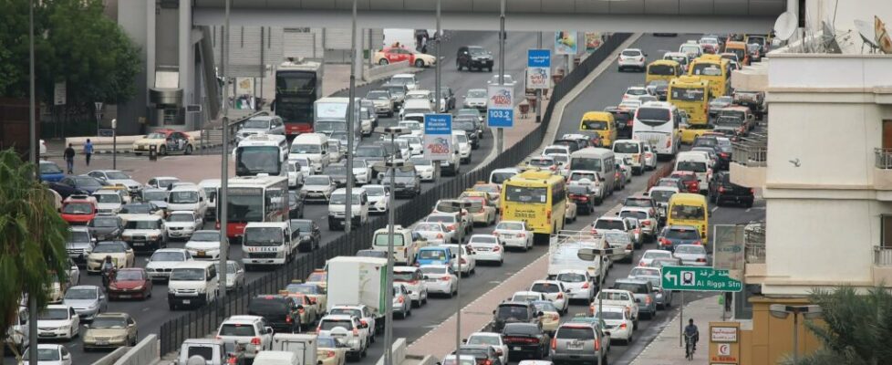 traffic jam on highway