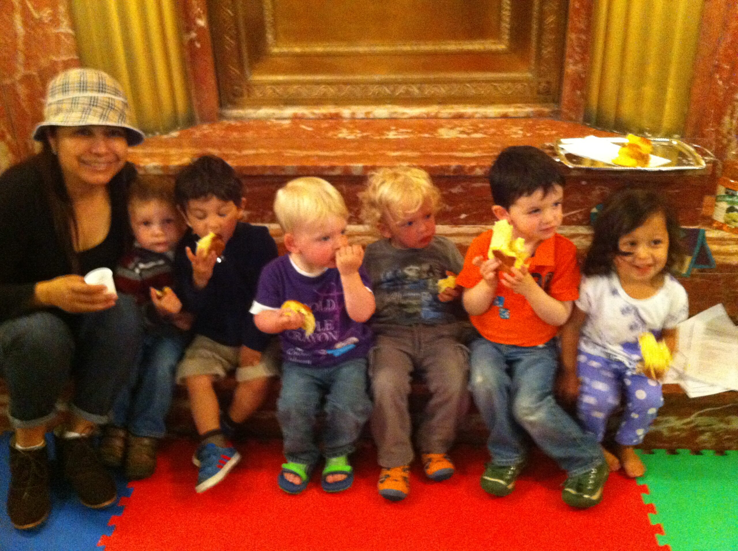 Toddlers on the bima for Tot Shabbat